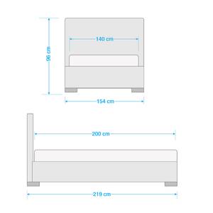 Gestoffeerd bed Aralia I echt leer - Leer Arik: Zwart - 140 x 200cm - 1 opbergruimte - Cilinder