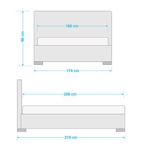 Gestoffeerd bed Aralia I echt leer - Leer Arik: Zwart - 160 x 200cm - 1 opbergruimte - Cilinder