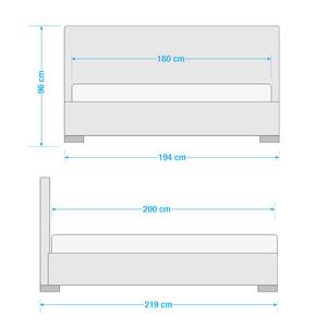 Gestoffeerd bed Aralia I echt leer - Leer Arik: Zwart - 180 x 200cm - Geen opbergruimte - Cilinder