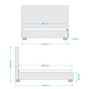 Polsterbett Tilia I Webstoff - Stoff Floreana: Anthrazit - 160 x 200cm - Eckig