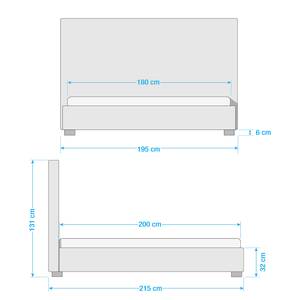 Gestoffeerd bed Tilia I geweven stof - Stof Floreana: Antraciet - 180 x 200cm - Cilinder