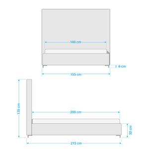 Lit rembourré Tilia I Tissu - Tissu Floreana : Beige - 140 x 200cm - Forme en T