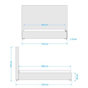 Gestoffeerd bed Tilia I geweven stof - Stof Floreana: Beige - 160 x 200cm - T-vorm