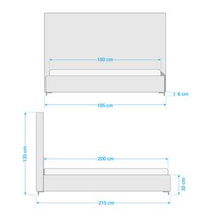 Lit rembourré Tilia I Imitation cuir - Cuir synthétique Dag : Gris - 180 x 200cm - Forme en T