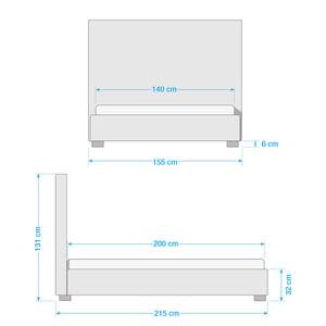 Gestoffeerd bed Tilia I kunstleer - Kunstleer Dag: Zwart - 140 x 200cm - Cilinder