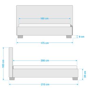 Gestoffeerd bed Tilia II echt leer - Leer Arik: Zwart - 160 x 200cm - Hoekig