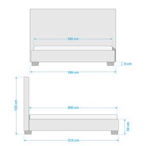 Gestoffeerd bed Tilia I geweven stof - Stof Floreana: Wit - 180 x 200cm - Hoekig