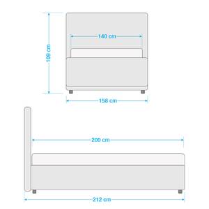 Gestoffeerd bed Alessio (incl. opbergruimte- - Stof Valona: Antraciet - 140 x 200cm - 1 opbergruimte