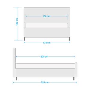 Gestoffeerd bed Chelsea Stof Valona: Antraciet - 160 x 200cm