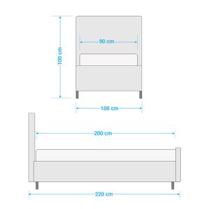 Gestoffeerd bed Chelsea Stof Valona: Beige - 90 x 200cm