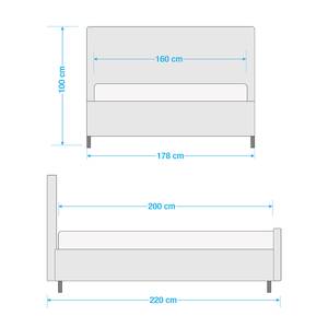 Gestoffeerd bed Chelsea Stof Valona: Crèmekleurig - 160 x 200cm