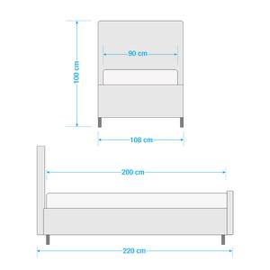 Gestoffeerd bed Chelsea Stof Valona: Crèmekleurig - 90 x 200cm