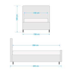 Gestoffeerd bed Chelsea Stof Valona: Grijs - 140 x 200cm