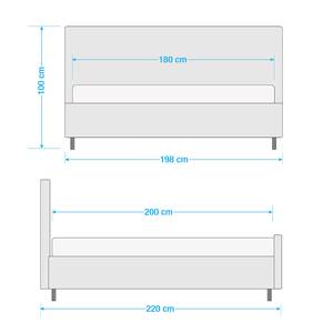 Gestoffeerd bed Chelsea Stof Valona: Grijs - 180 x 200cm