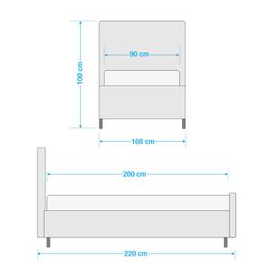 Gestoffeerd bed Chelsea Stof Valona: Petrolblauw - 90 x 200cm