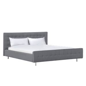 Gestoffeerd bed Chelsea Stof Valona: Zilverkleurig - 140 x 200cm