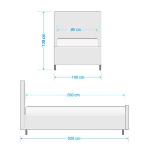 Gestoffeerd bed Chelsea Stof Valona: Zilverkleurig - 90 x 200cm