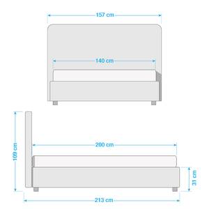 Gestoffeerd bed Chiara Stof Valona: Antraciet - 140 x 200cm - Geen opbergruimte