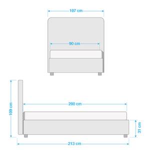 Gestoffeerd bed Chiara Stof Valona: Antraciet - 90 x 200cm - Geen opbergruimte