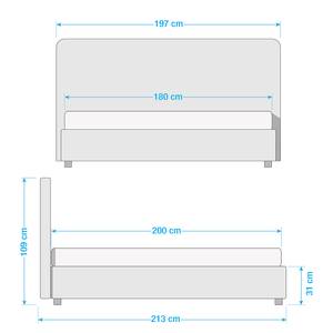 Gestoffeerd bed Chiara Stof Valona: Beige - 180 x 200cm - Geen opbergruimte