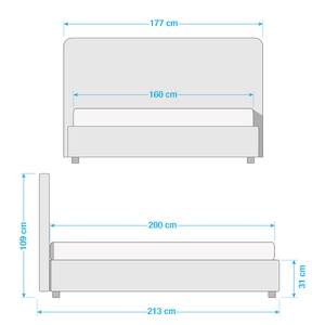 Gestoffeerd bed Chiara Stof Valona: Crèmekleurig - 160 x 200cm - Geen opbergruimte