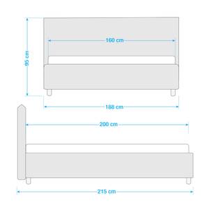 Gestoffeerd bed Fanna Stof Linea: Antraciet - 160 x 200cm - Wenge