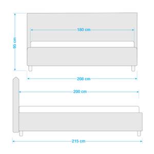 Gestoffeerd bed Fanna Stof Linea: Antraciet - 180 x 200cm - Wenge