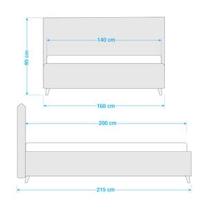 Gestoffeerd bed Fanna Stof Linea: Antraciet - 140 x 200cm - Roestvrij staal