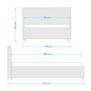 Polsterbett Fanna Stoff Pamea: Anthrazit - 90 x 200cm - Edelstahl