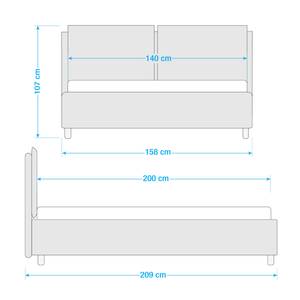 Gestoffeerd bed Noemi (incl. opbergruimte- - Stof Valona: Antraciet - 140 x 200cm