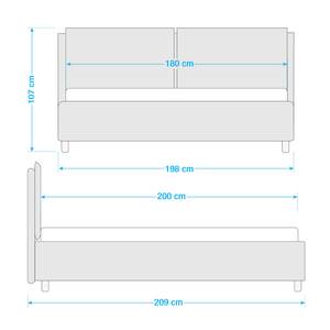 Polsterbett Noemi (inkl. Bettkasten) Stoff Valona: Beige - 180 x 200cm