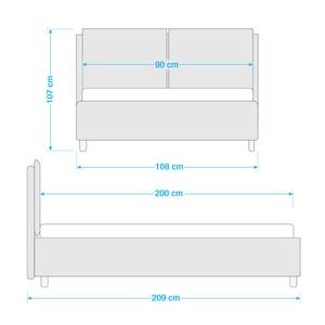 Polsterbett Noemi (inkl. Bettkasten) Stoff Valona: Creme - 90 x 200cm