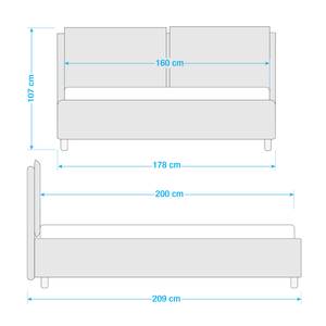 Gestoffeerd bed Noemi (incl. opbergruimte- - Stof Valona: Donkerblauw - 160 x 200cm