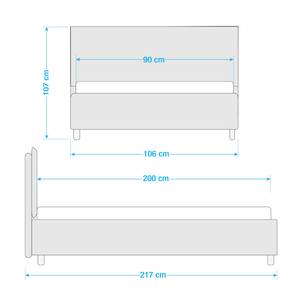 Gestoffeerd bed Paola (incl. opbergruimte- - Stof Valona: Antraciet - 90 x 200cm