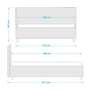 Gestoffeerd bed Paola (incl. opbergruimte- - Stof Valona: Beige - 160 x 200cm