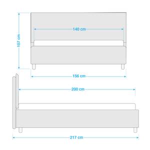 Gestoffeerd bed Paola (incl. opbergruimte- - Stof Valona: Crèmekleurig - 140 x 200cm