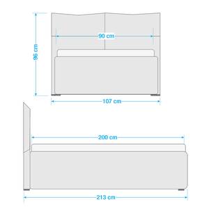 Gestoffeerd bed Ponte (incl. opbergruimte- - Stof Valona: Antraciet - 90 x 200cm