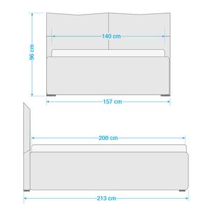 Gestoffeerd bed Ponte (incl. opbergruimte- - Stof Valona: Crèmekleurig - 140 x 200cm