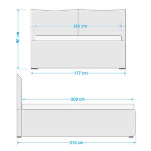 Gestoffeerd bed Ponte (incl. opbergruimte- - Stof Valona: Crèmekleurig - 160 x 200cm