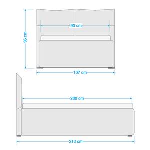 Gestoffeerd bed Ponte (incl. opbergruimte- - Stof Valona: Crèmekleurig - 90 x 200cm