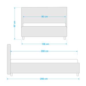 Gestoffeerd bed Sala Stof Pamea: Antraciet - 90 x 200cm