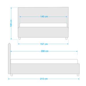 Gestoffeerd bed Tiberio (incl. opbergruimte- - Stof Valona: Antraciet - 140 x 200cm