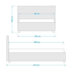 Gestoffeerd bed Tiberio (incl. opbergruimte- - Stof Valona: Antraciet - 90 x 200cm