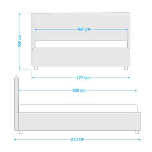 Gestoffeerd bed Tiberio (incl. opbergruimte- - Stof Valona: Beige - 160 x 200cm