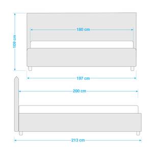 Gestoffeerd bed Tiberio (incl. opbergruimte- - Stof Valona: Grijs - 180 x 200cm