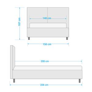 Polsterbett Versa I Stoff Valona: Anthrazit - 140 x 200cm - Kein Bettkasten - Hellbraun