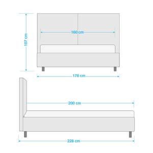 Gestoffeerd bed Versa I Stof Valona: Antraciet - 160 x 200cm - Geen opbergruimte - Lichtbruin