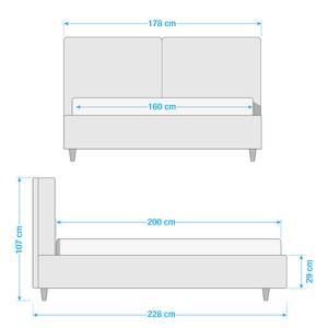 Gestoffeerd bed Versa I Stof Valona: Beige - 160 x 200cm - Geen opbergruimte - Grijs