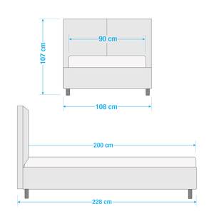 Gestoffeerd bed Versa I Stof Valona: Beige - 90 x 200cm - Geen opbergruimte - Lichtbruin