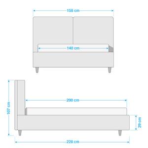 Polsterbett Versa I Stoff Valona: Anthrazit - 140 x 200cm - 1 Bettkasten - Grau